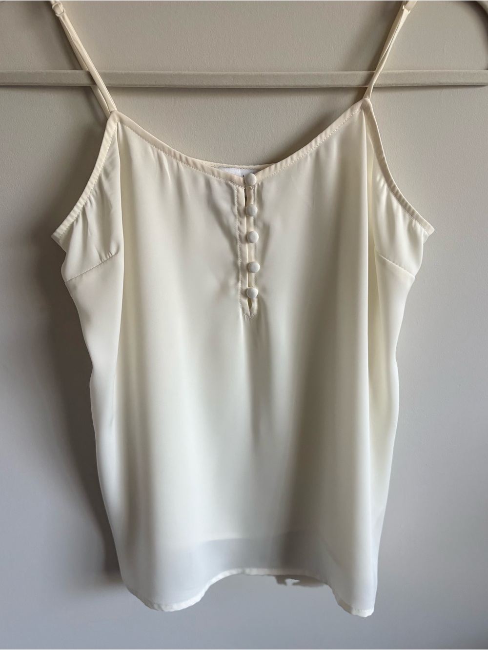 L'Academie Ivory Button-Front Silk-Feel Camisole
